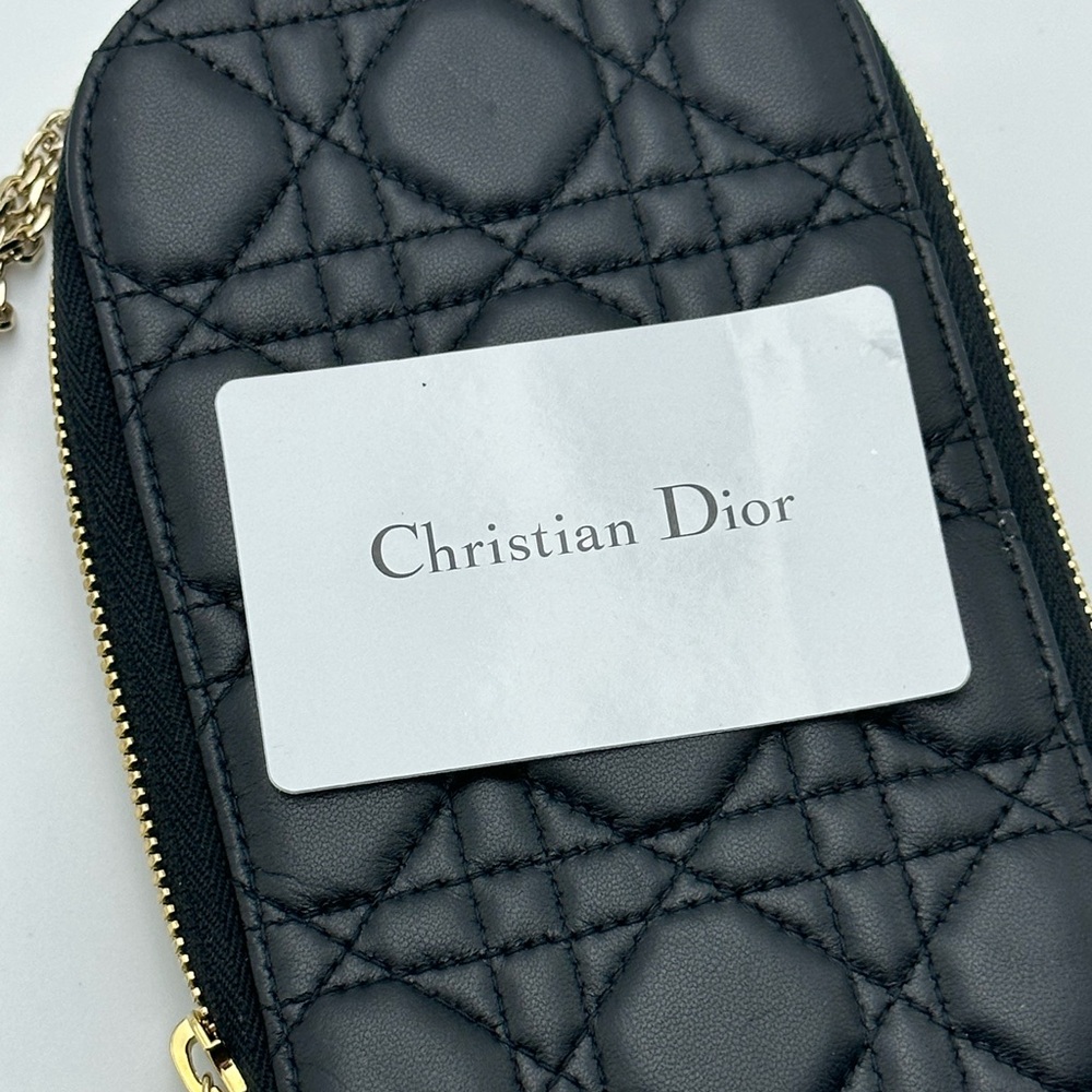 Christian Dior Cannage Phone case Chain Shoulder Bag Leather Black - Picture 7 of 10